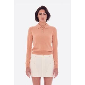 RENGGLI Long Sleeve Cashmere Polo Sweater - S Apricot